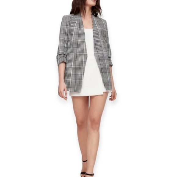 Aritzia Babaton Power Hip Blazer Black White Plaid Houndstooth Crepe 4 - Picture 17 of 17